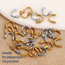 50 Pcs 304 Stainless Steel U-Button Wire Guard For Jewelry Making Accessories Wire Protection Ring Clip Connector DIY Jewelry Accessory Wire Guard
