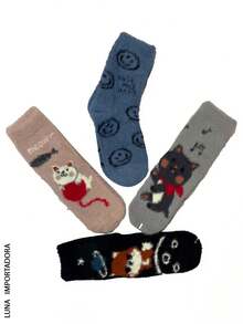 Kit de 4 calcetines afelpados para mujer - Multicolor - Ver 2