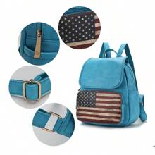 MKF Collection Regina Vegan Leather Womens Flag Printed Backpack  4th July Lightweight, Portable Backpack Women USA Flag Print Casual Large Bag Women USA Independence Day Backpack Patriotic School Bag School Backpack Students Perfect For College,Business, Memorial Day Work, Commute ,Back To School By Mia K