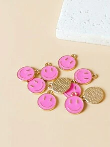 20pcs Mixed Color Zinc Alloy Emoticon Design Bead For Diy Necklace, Bracelet Making
