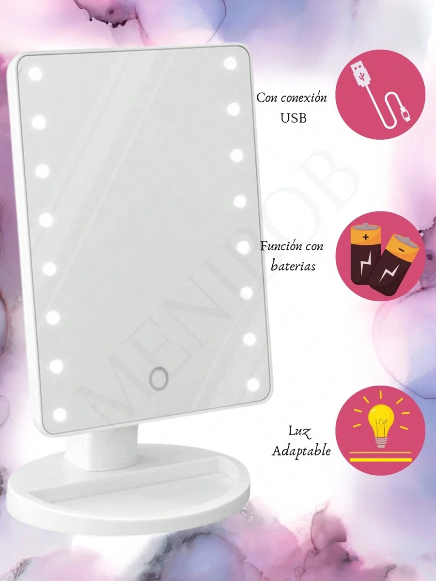 Espejo de Maquillaje con Pantalla Tactil HD Led Tocador Iluminador Espejo led - Tipo de Enchufe A USA (110-127V) - Ver 1