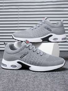 Los hombres casuales de malla transpirable zapatillas de deporte, puntera gruesa antideslizante sandalias planas de pareja, apto para correr, tenis, fitness, desgaste diario - Gris - Ver 4