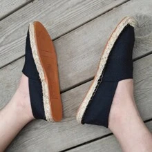 Mocassins pour hommes, chaussures en canevas à semelle en corde, chaussures de loisirs décontractées à enfiler, chaussures plates en canevas; chaussures en tissu respirant tissé pour femmes, chaussures de pêcheur en paille antidérapantes pour hommes et femmes, chaussures à semelle en lin brodé pour couples; chaussures de pêcheur blanches pour hommes, mocassins noirs, mocassins blancs, chaussures vert militaire, mocassins bleus (boîte de pointe étroite, pied large recommandé pour augmenter la taille. La semelle en corde a à être rigide, faite à la main avec un artisanat grossier)
