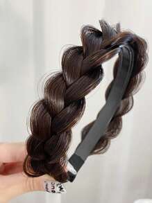 Elegant Bohemian Style Braided Wig Headband, Non-Slip Teeth Design, Hair Accessory For Girl