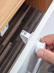 磁力锁家用多功能（4套锁+1套钥匙）含安装辅助器隐形锁抽屉柜门厨柜对开门锁 - 白色 - 查看 11