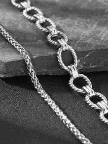 Aomogo 2 Pezzi Hip-Hop e alla moda Braccialetto a catena robusto unisex in acciaio inossidabile, adatti all'uso quotidiano