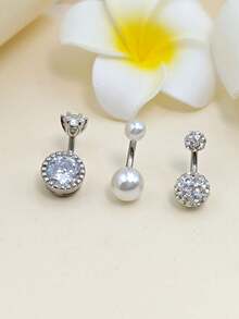 3pcs Short Belly Bars 6mm Stainless Steel Small Navel Button Rings Silver 14G Belly Piercing Jewellery - Silver - View 8