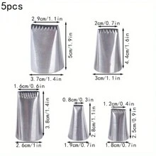 1/5pcs Set Basket Weave Cake Piping Nozzles, Stainless Steel Material, Suitable For Cupcake Decoration, DIY Baking Pastry Piping Tip Set - Silver - View 2