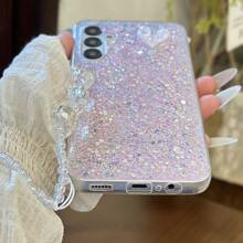 Y2k 手机挂绳 1 件 DIY Galaxy 闪光水晶 V+ 心形手链和手机壳 兼容 Apple/Android，适合女孩和女士 - 粉色 - 查看 2