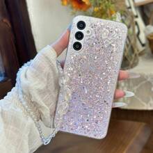 Y2k 手机挂绳 1 件 DIY Galaxy 闪光水晶 V+ 心形手链和手机壳 兼容 Apple/Android，适合女孩和女士 - 粉色 - 查看 10