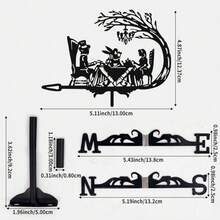 ZLMONDEE Decorative Weathervane Stand  Iron Metal Iron Wind Vane Retro Weather Vane Patio Yard Ornament Decoration - Black - View 3