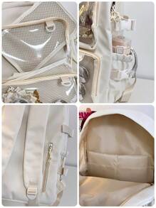 日本青少年女孩书包透明口袋 Itabag 女士新款 2024 可爱 JK 背包女式女孩 Ita 背包，Tready 透明书包，街头和日式风格女包 - 黑色 - 查看 7