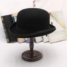 1 pieza Nuevo sombrero bombín de estilo británico para caballero - Negro - Ver 2