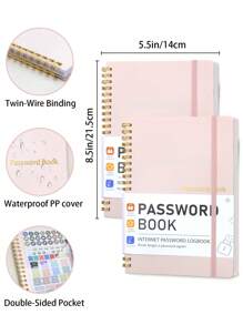 BUBU 1 Carnet de mots de passe Anglais Carnet d'adresses Carnet de téléphone Cahier multifonction Relié rigide Cahier de bureau Avec sangle de poignet, Carnet de mots de passe relié rigide, 8,5 * 5,5 pouces Dispositif de stockage de mots de passe, pour connexion Internet, site Web, nom d'utilisateur, mot de passe, Fournitures de rentrée scolaire Cadeaux d'appréciation pour les enseignants Cadeaux de la fête des mères - Rose bonbon - Voir 3