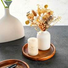 1 khay gỗ hồng sắc, khay tròn, đĩa đa năng dùng cho bữa sáng, món tráng miệng, bánh mì, đồ ăn nhẹ, sushi, bánh ngọt, trà & cà phê, trưng bày trái cây, đồ dùng ăn uống trong bếp, quà tặng trang trí Giáng sinh - Màu vàng - Xem 8