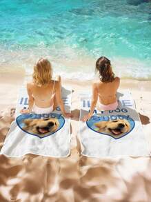 1 Stück Kundenindividuelles Strandtuch, Strandtuch mit individuellem Foto und Namen, personalisiertes Hundestrandtuch, 70x140cm, 80x130cm, perfekt für Outdoor, Strand, Reisen, Schwimmen, Fitness, Yoga, Strandzubehör, perfekt für Männer und Frauen, Jubiläumsgeschenk, Geburtstagsgeschenk, Muttertagsgeschenk, Vatertagsgeschenk, bestes Freundgeschenk, Geschenk für Freundin/Freund - Weiß - Übersicht 2