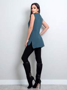 Women Sweater Vests - 青碧色 - 查看 2