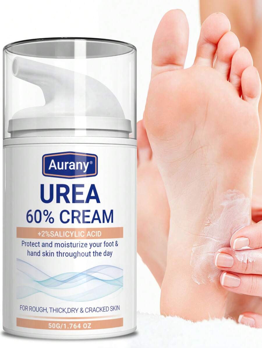 AURANY Crema de urea 60% para pies + ácido salicílico al 2%, crema de urea, crema de pies de urea para piel áspera, gruesa, seca y agrietada, suaviza e hidrata la piel del pie, adecuada para pies, rodillas, codos, protege e hidrata la piel del pie durante todo el día - 50g/1.764oz. - Blanco - Ver 1