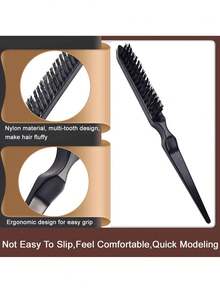 Set de 10 peines para peinado que incluye peine para cardado, peine triple para cardado, peine con cola para peinar los bordes, cepillo de bordes, herramienta de trenzado con lazo y clips para el cabello para las mujeres, niñas y estilistas de cabello para trenzar y peinar hacia atrás,herramientas para el cabello - Multicolor - Ver 4