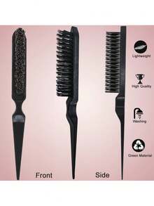Set de 10 peines para peinado que incluye peine para cardado, peine triple para cardado, peine con cola para peinar los bordes, cepillo de bordes, herramienta de trenzado con lazo y clips para el cabello para las mujeres, niñas y estilistas de cabello para trenzar y peinar hacia atrás,herramientas para el cabello - Multicolor - Ver 5