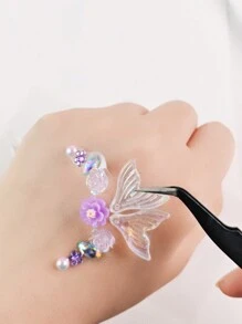 Tiebeauty 1PC Fishtail Flower Face Gem Sticker Acrylic Eye Liner Gem Sticker Diamond Decoration For Party & Festival