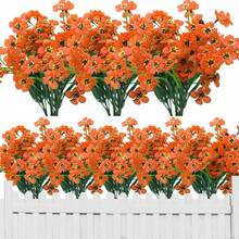 12/22入組人工花，室外假花，抗UV塑料花，室外人工花，窗台花盆，粉色花園假植物，前廊盆栽植物，家居裝飾 - 秋色 - 查看 3