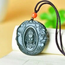 A Natural Pendant Of Cedar Jewelry, Hand-Carved Cedar Necklace, Safe Guard Necklace, Gem Jewelry, Gifts For Family, Holiday Commemorative Gifts.
