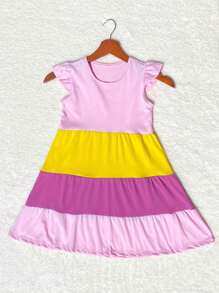 Shein Kids Vestido 3 Marias Manga Japonesa para meninas 100% Algodão 2 a 8 anos - Multicolorido - Visão 7
