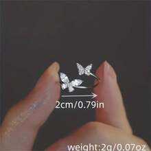 Băng tay phong cách K-Pop với thiết kế hình con bướm dễ thương, trang sức có thể điều chỉnh để phù hợp với trang phục hàng ngày, món quà hoàn hảo, phụ kiện dự tiệc - Bạc - Xem 2