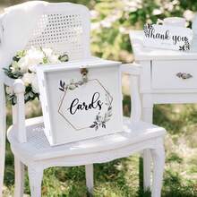 White Wedding Card Box With Lock, PVC Gift Card Box For Wedding Reception, Eucalyptus DIY Wedding Envelope Money Card Box For Party Graduation Birthday Shower Decorations A Style - White - View 5