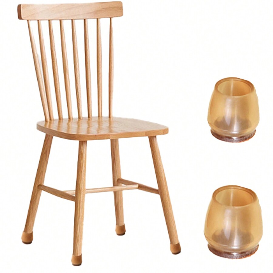 4pcs Soft Rubber Furniture Pads, Transparent AntiSlip Chair Leg Caps