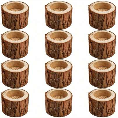 6Pcs Wooden Candle Holders, Personalized Wood Votive Tealight Holders, Vintage Pillar Candle Stands Bulk For Home Wedding Party Birthday Holiday Decoration Halloween,Spooky,Autumn,Festival,Holiday ,Winter,Holiday,Festival,Room Decor,Gifts Graduation