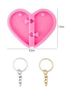 Dog Paw Print Resin Molds Heart Shape Keychain Casting Silicone Molds For Key Chain Pendant Making Epoxy Resin Craft Jewelry DIY - Hot Pink - View 10