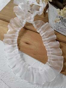 2 Yardas De Cinta De Encaje De Organza Negra/blanca Con Borde De Volantes Plisado Para Accesorios De Ropa Y Cabello, Manualidad Diy