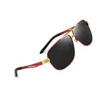 Lunettes de soleil mode rétro pour homme, modèle pilote en métal polarisé. Lunettes de mode élégantes avec verres miroir. Convient pour la conduite, le vélo, les activités extérieures, la pêche, les sports. Accessoires lunettes de soleil pour les vacances à la plage, l'extérieur, les voyages