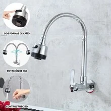 Mezcladora para Fregadero Grifos para Cocina Grifo Llave para Fregadero de Cocina Flexible con 1 Asas Y Pulverizador Grifos De Fregadero Giratorio De Cocina De Agua Moderno de Acero Inoxidable  Llaves para Fregadero de Cocina  Grifo de Cocina Acero Inoxidable Retráctil Mezcladora para Fregadero 360 °  Grifos Monomando Extraíble Caliente y Fría - Plateado - Ver 2