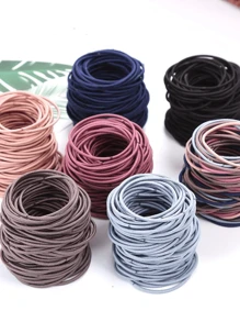 女性經典簡約多色髮圈，適用於日常髮型設計並作為送給朋友的禮物 - 彩色 - 查看 5