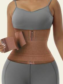 larrycard 1pc 2 In 1 Waist Trainer Belt Shapewear Corset Slimming Waist Flat Belly Faja With Zipper In Front, Sports