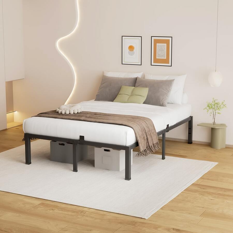 18 Inches Twin Bed Frames, Heavy Duty Metal Platform Bed Frame With Mattress Slide Stopper - Easy Assembly | Noise Free Bedframes | No Box Spring Needed - 18 inch - View 1
