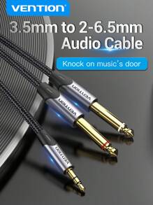 VENTION 3.5mm To Dual 6.35mm Cable Mono Audio Jack Male To Male Splitter Compatible With Laptop, Mixer, Amplifier, Guitar - Grey - View 1