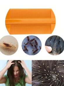 2pcs Narrow-Tooth Plastic Comb Set For Adults, Scalp Massaging Comb For Removing Dandruff, Lice And Flea Eggs ,Comb Hair ,Hair Styling Tools Hair Accessories - Yellow - View 2