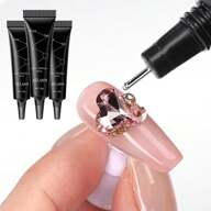 XEIJAYI 1個/3個 15g ネイルエッジングジェル、ネイルラインストーンジェル、透明粘着性UVネイルポリッシュ、フェイクネイルグルー装飾、人工宝石クリスタルジュエリーグルー、アクリルDIYネイルステッカーグルー