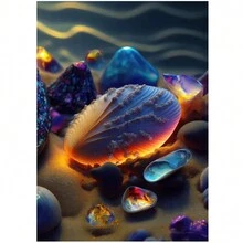 1入組海灘帆布畫，海邊貝殼、海星海洋海報壁畫印刷風景北歐牆壁圖片家居裝飾，不附框架