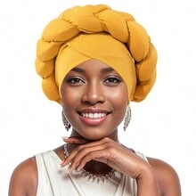 Women's Turbans Solid Color African Exaggerated Style Handmade Twisted Milk Silk &  Braid Cap, Casual Comfortable Daily Headscarf Hat