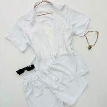 Set de 3 piezas camisa, short y top - Blanco - Ver 2