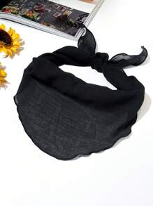 1 peça de lenço fofo e estiloso com cor sólida minimalista e borda ondulada, lenço triangular multifuncional para uso casual, férias e moda versátil
