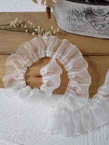 2 Yardas De Cinta De Encaje De Organza Negra/blanca Con Borde De Volantes Plisado Para Accesorios De Ropa Y Cabello, Manualidad Diy