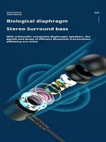 運動無線藍牙耳機，立體聲音效，掛繩設計，入耳式風格 - 黑色 - 查看 8