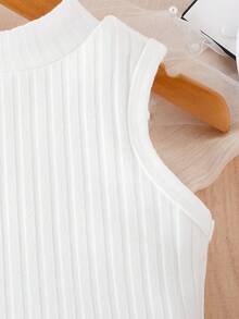 年輕女孩夏季休閒背心上衣＆時尚牛仔裙2件套裝 - 白色 - 查看 5