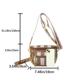 Classic Chest Bag Multi-Layer Plaid Crossbody Bag Simple And Stylish Versatile Shoulder Bag Suitable For Work Commuting Daily Out Shopping - Multicolor - View 6